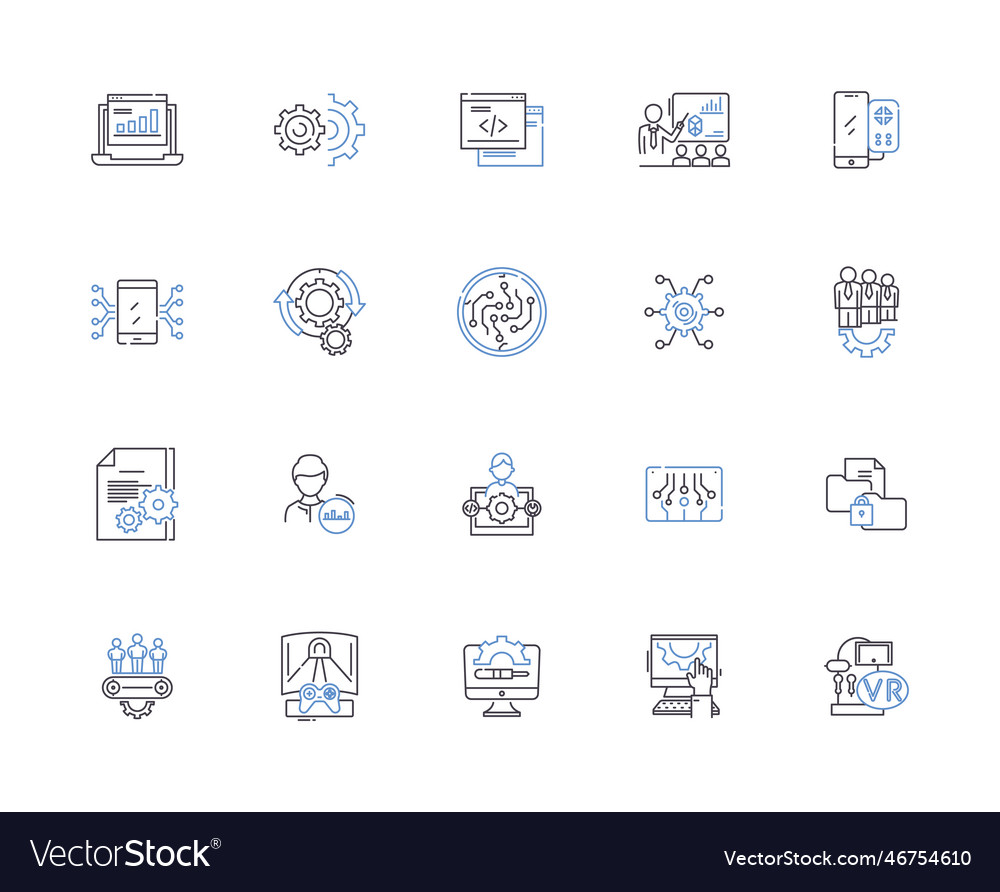 Programm outline icons collection program vector image Programm outline icons collection program