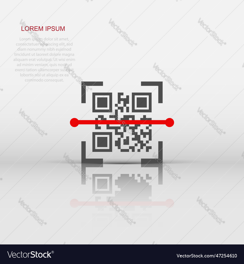 Qr code scan icon in flat style scanner id vector image Qr code scan icon in flat style scanner id