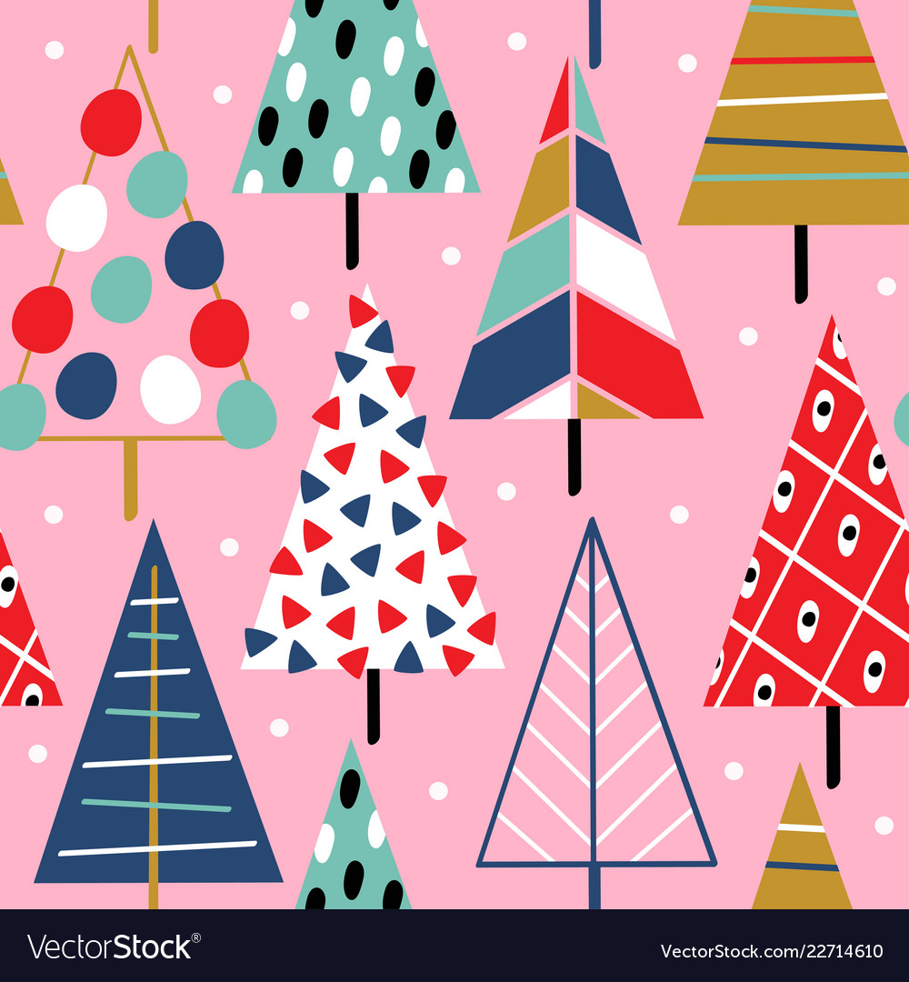 Seamless pattern with christmas trees