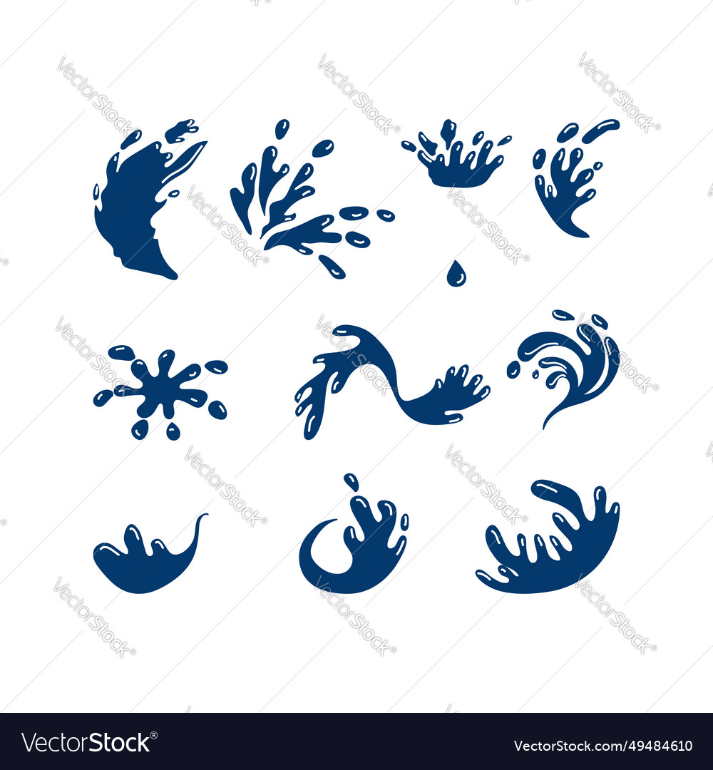 Set of liquid water splash dripped icon