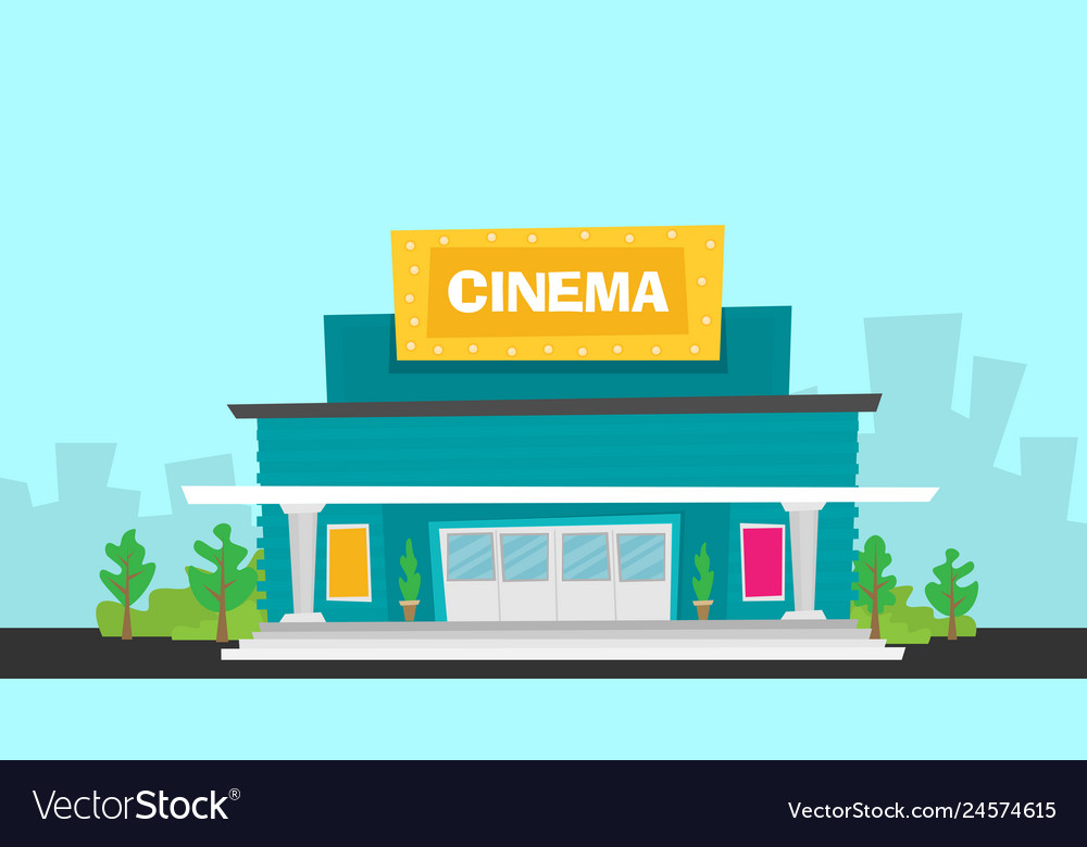 Cinema building flat style movie theater