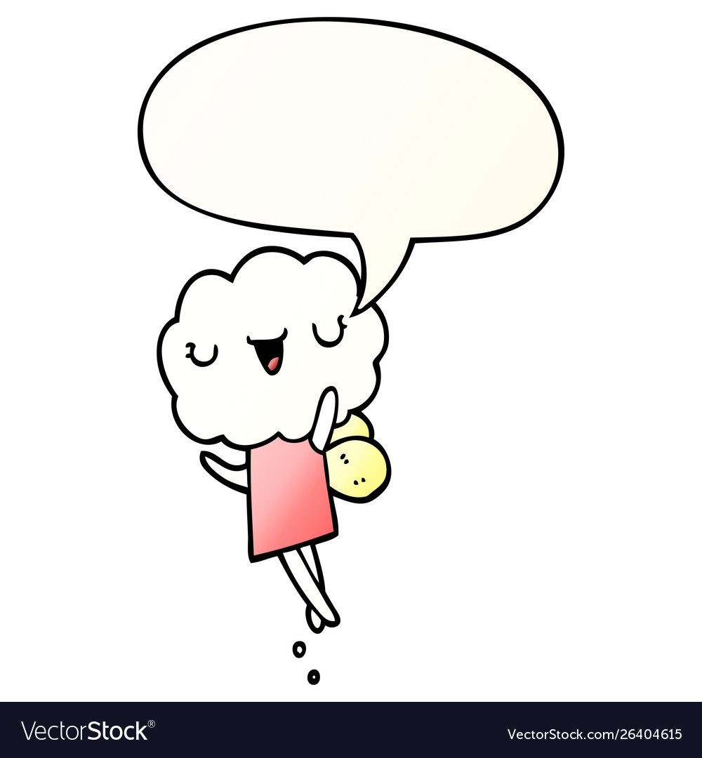 Cute cartoon cloud head creature and speech Vector Image Cute cartoon cloud head creature and speech Vector Image