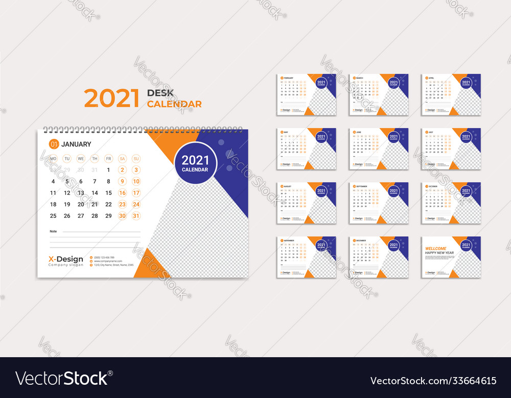 Schreibtischkalender 2021 Vorlage