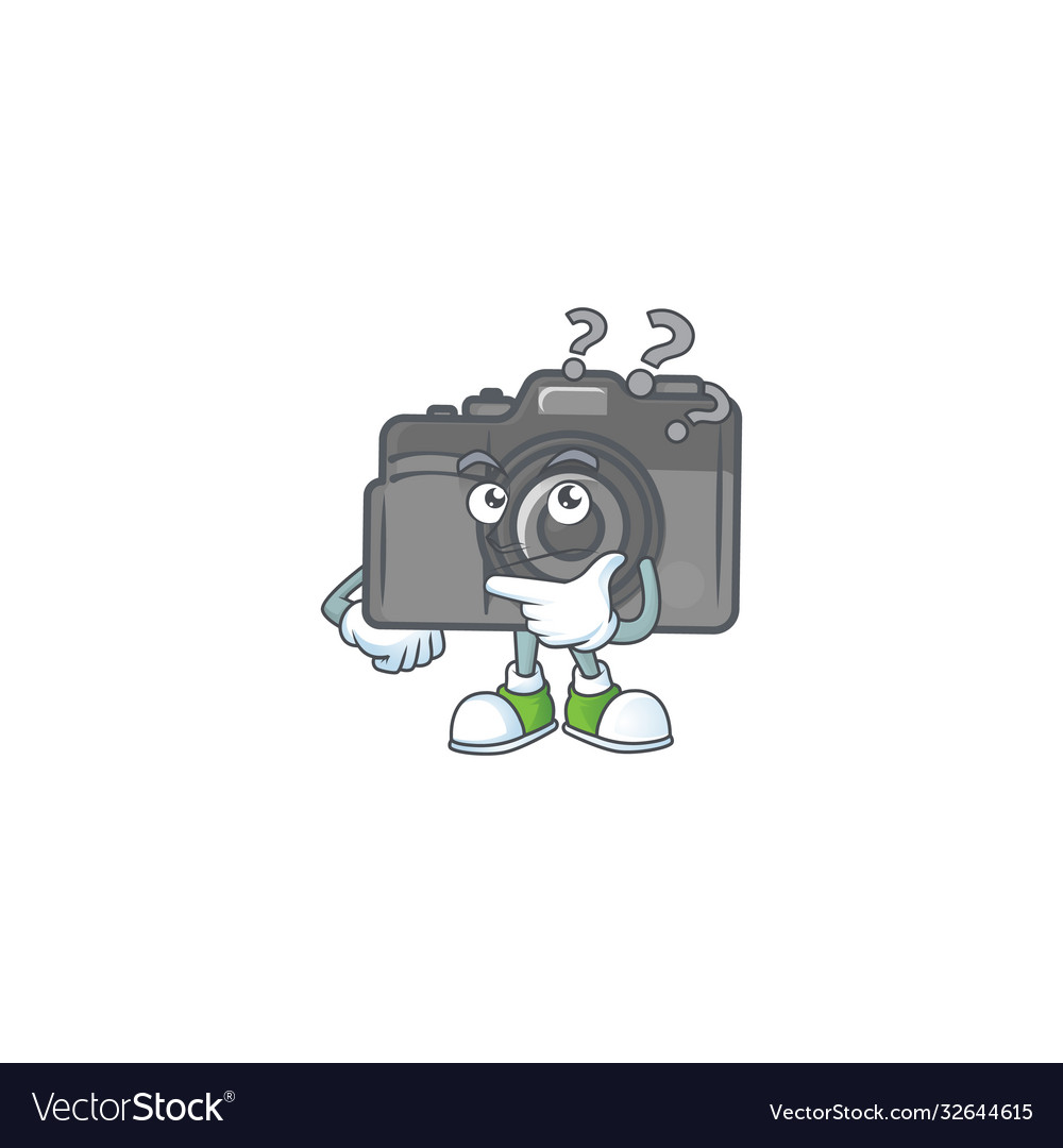 Digital camera cartoon mascot in a confuse gesture