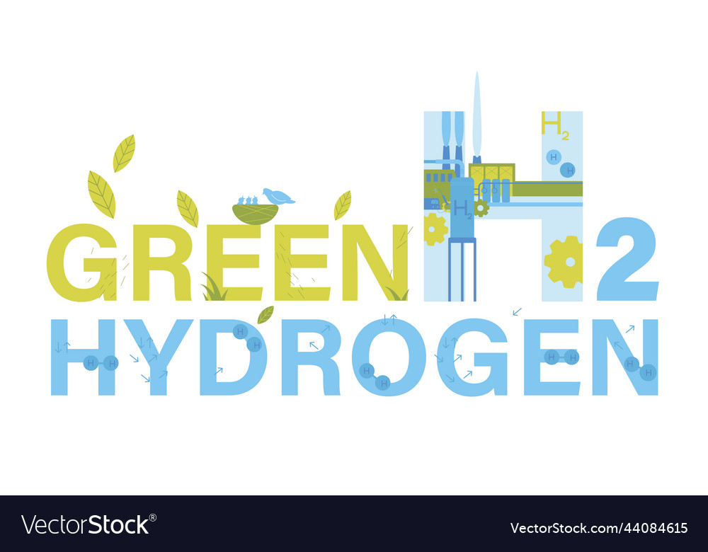 Green And Blue Hydrogen Production Editable Vector Image