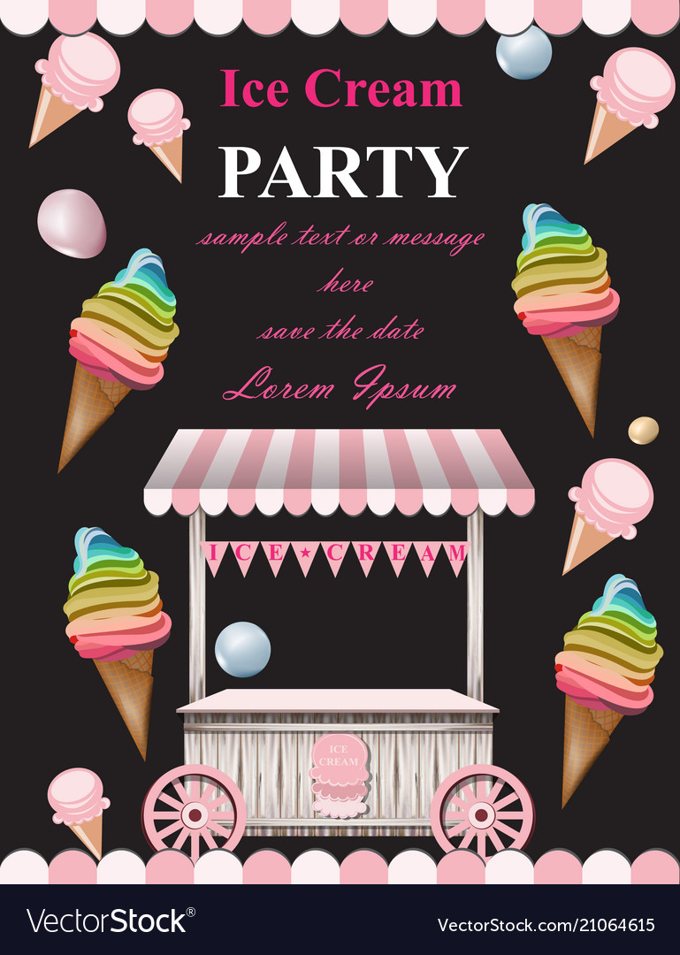 ice cream party invitation card summer ice vector image