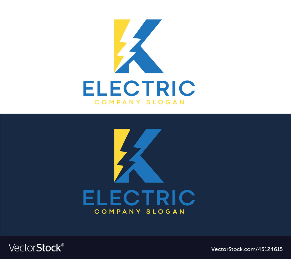 K electric letter logo design with lighting thunde