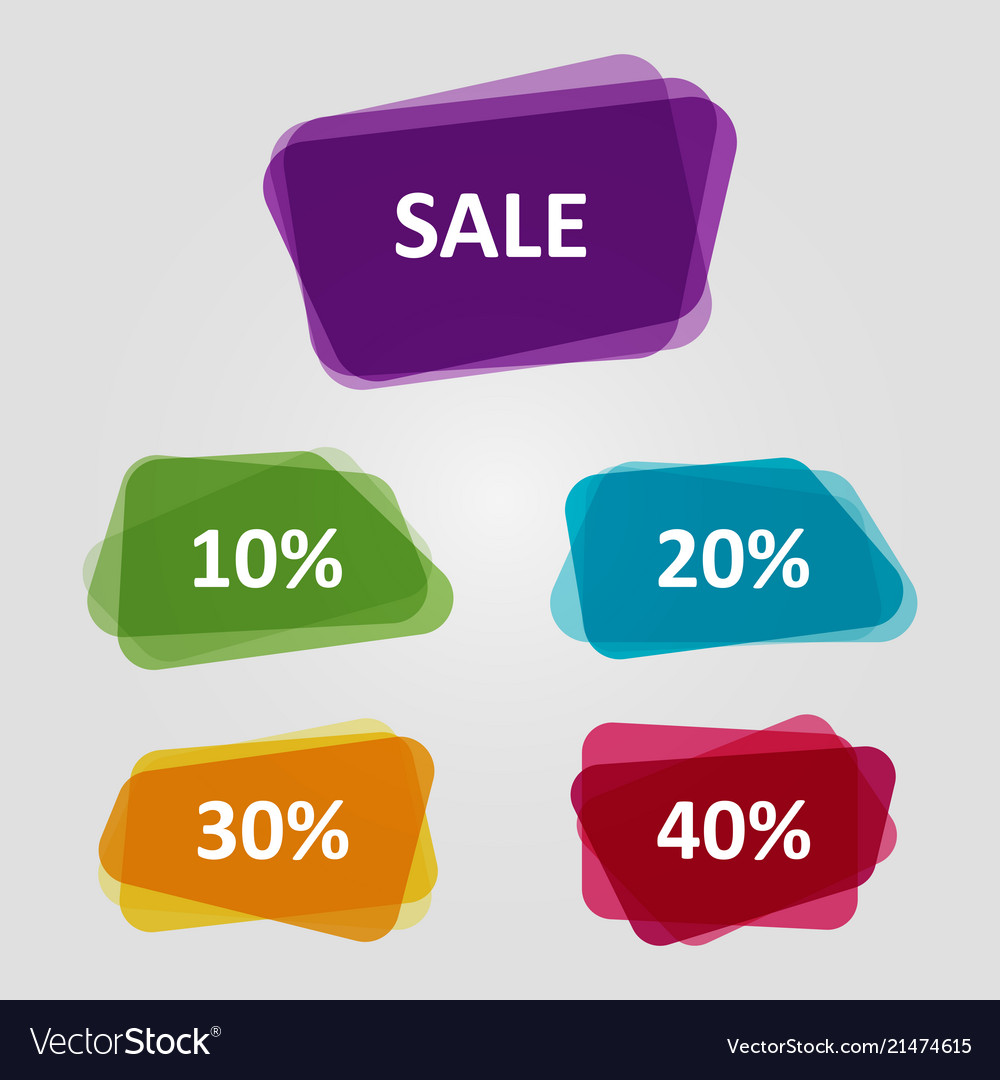 Set of colorful off sale discount banners