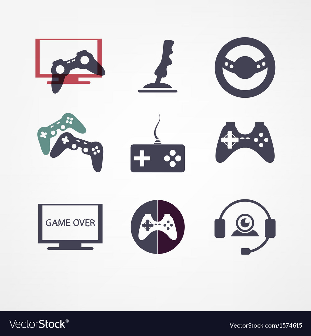 Video games icon set Royalty Free Vector Image