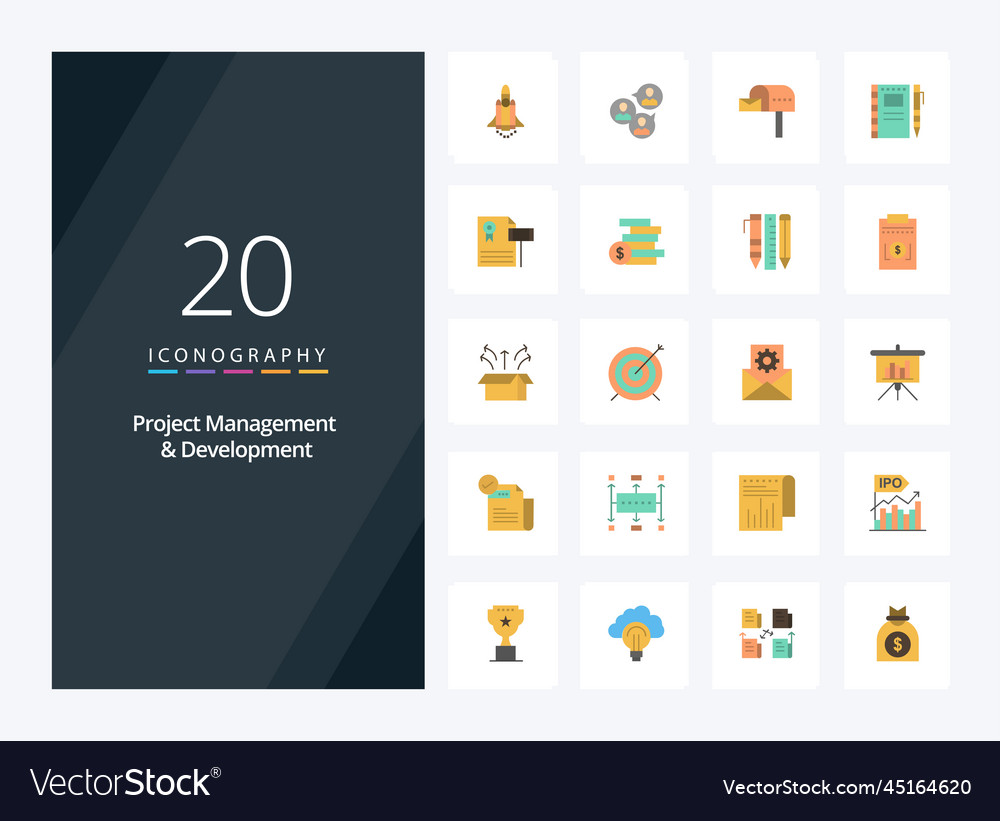 20 project management and development flat color