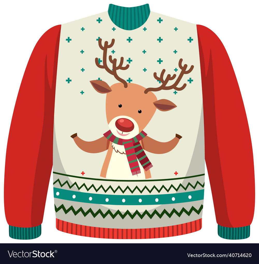 Christmas sweater with reindeer pattern Royalty Free Vector