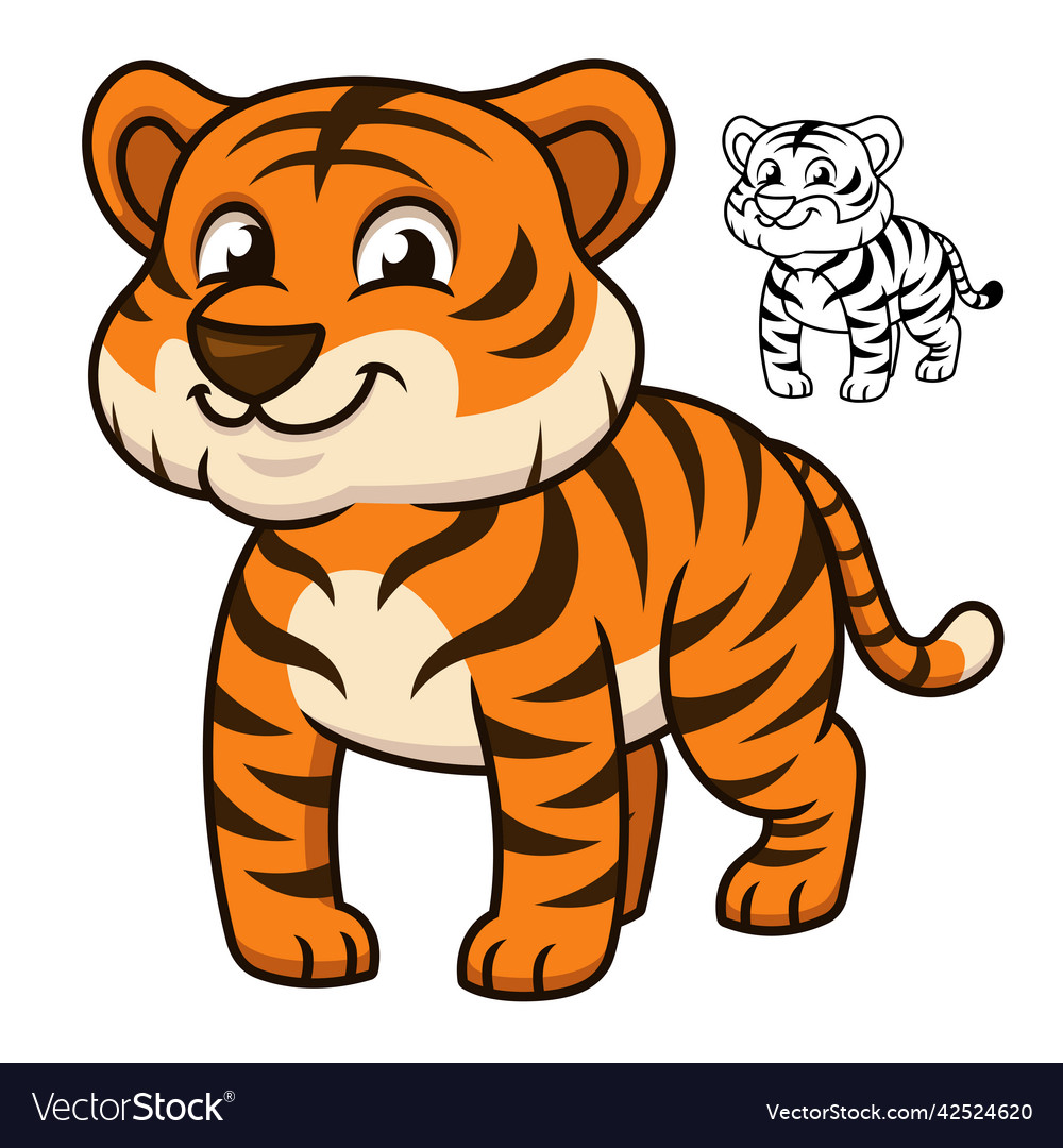 Cute happy baby tiger