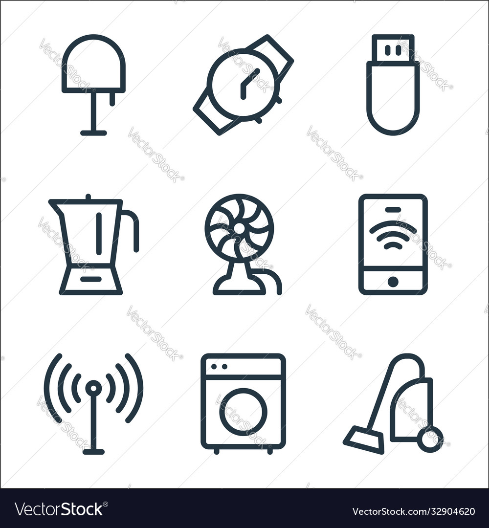 Electronics line icons linear set quality