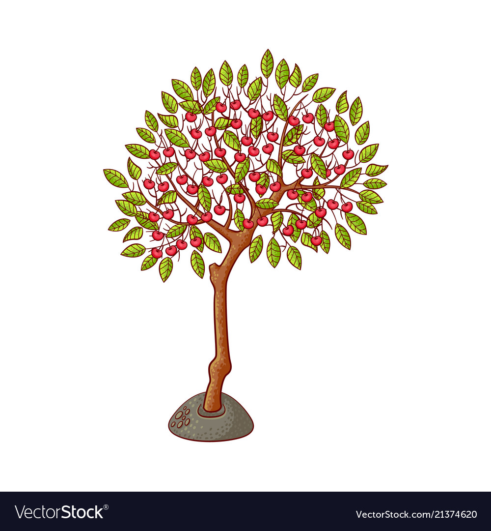 Flat green abstract tree with foliage icon