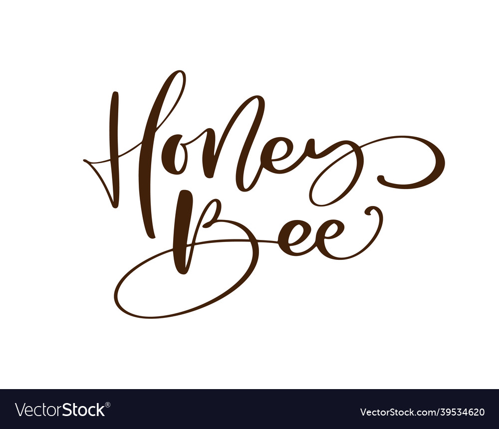 Honey bee calligraphy lettering text Royalty Free Vector