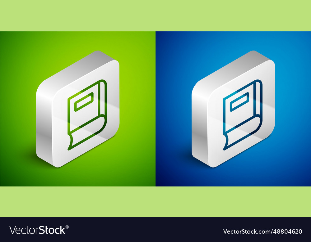 Isometric line book icon isolated on green