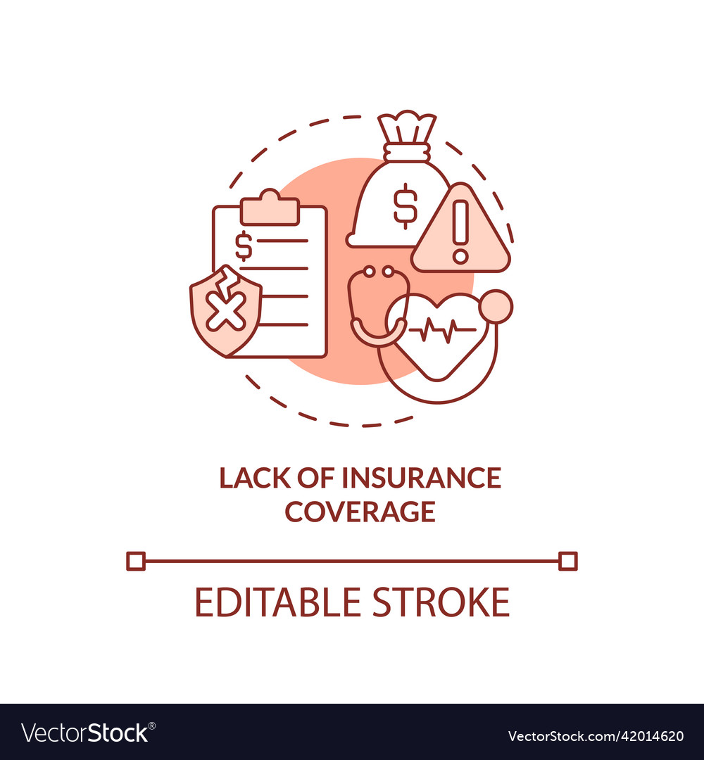 Lack of insurance coverage terracotta concept icon