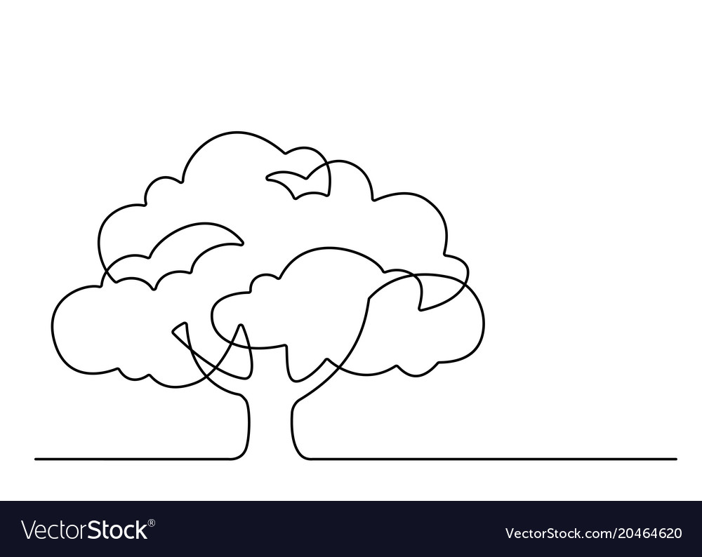 Дерево одной линией рисунок