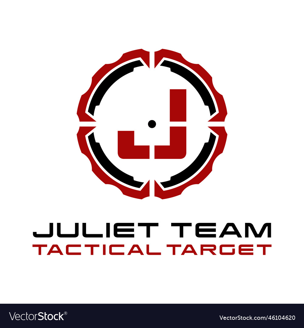 Military Of J Letter Tactical Target Logo Design Vector Image