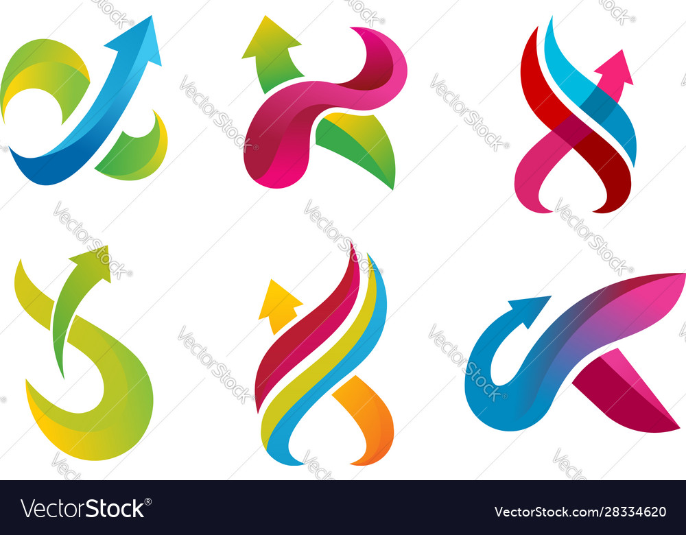 Set abstract x initial technology logo designs