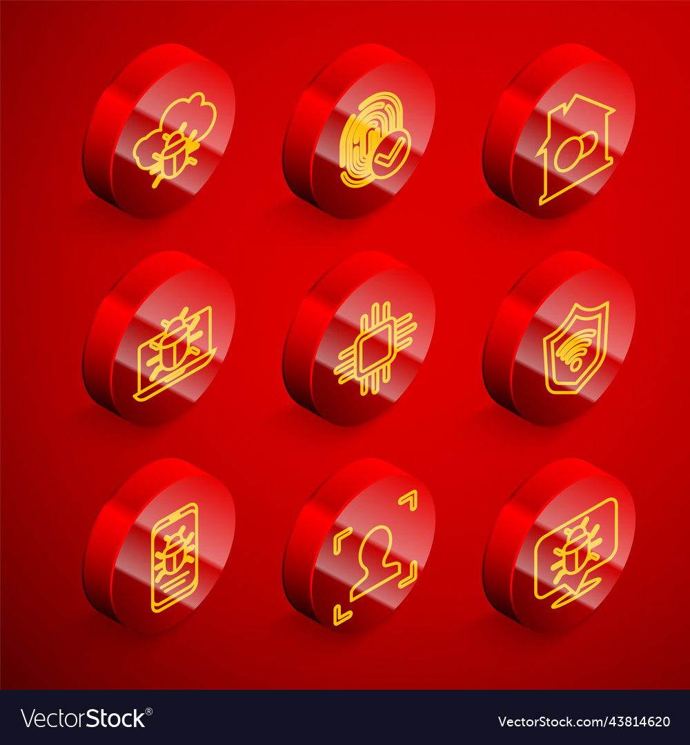 Set line system bug on a cloud fingerprint smart vector image Set line system bug on a cloud fingerprint smart