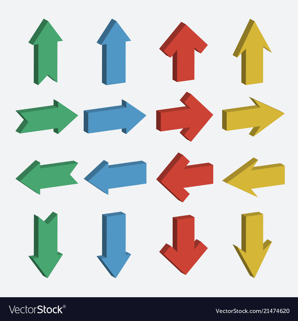 Set of different color arrow icon vector image Set of different color arrow icon