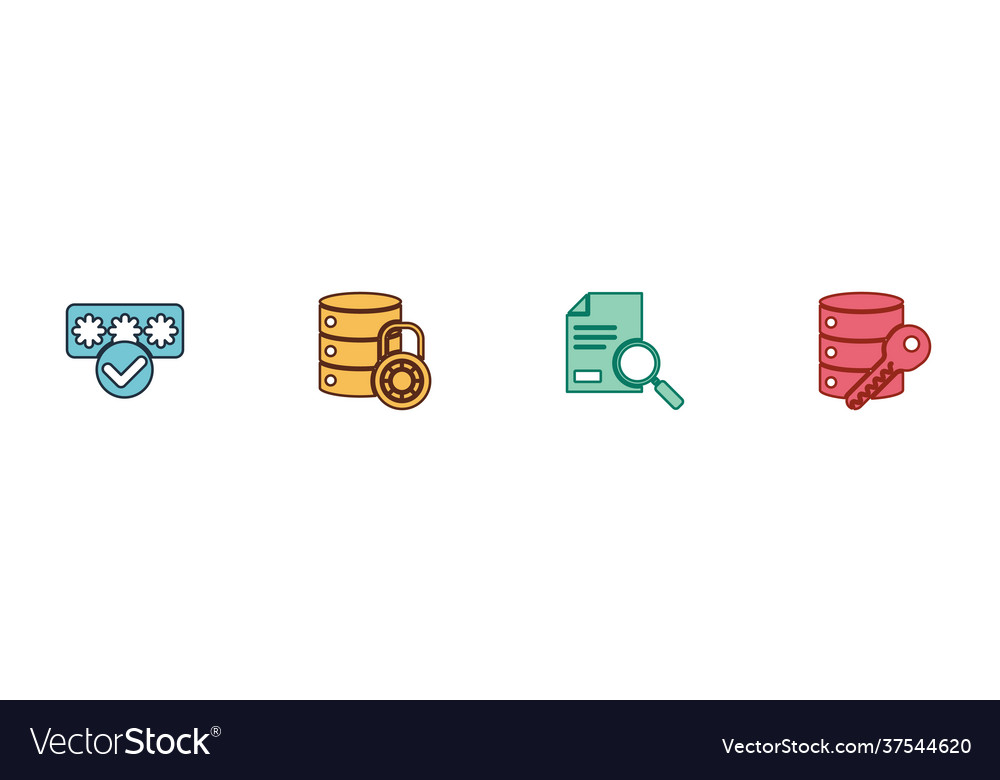 Set password protection server security with lock vector image Set password protection server security with lock