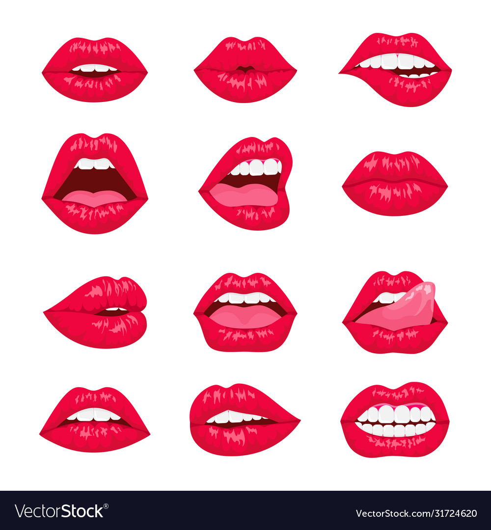 Woman Red Lips Royalty Free Vector Image Vectorstock