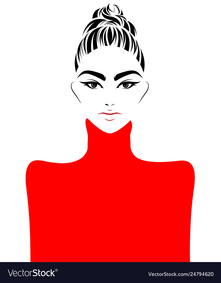 Women Bun Hair Style Icon Logo Women On White Vector Image