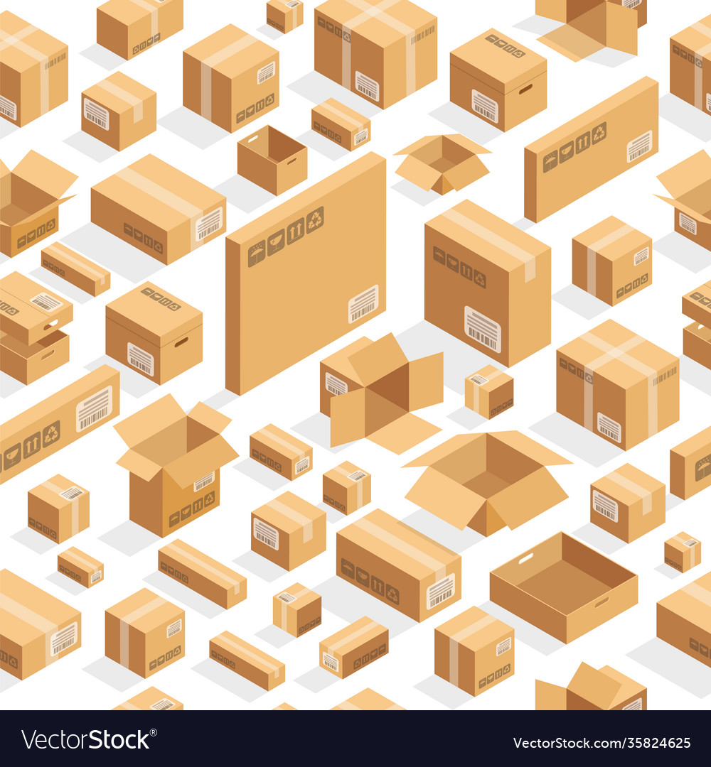 Brown boxes on white seamless pattern Royalty Free Vector