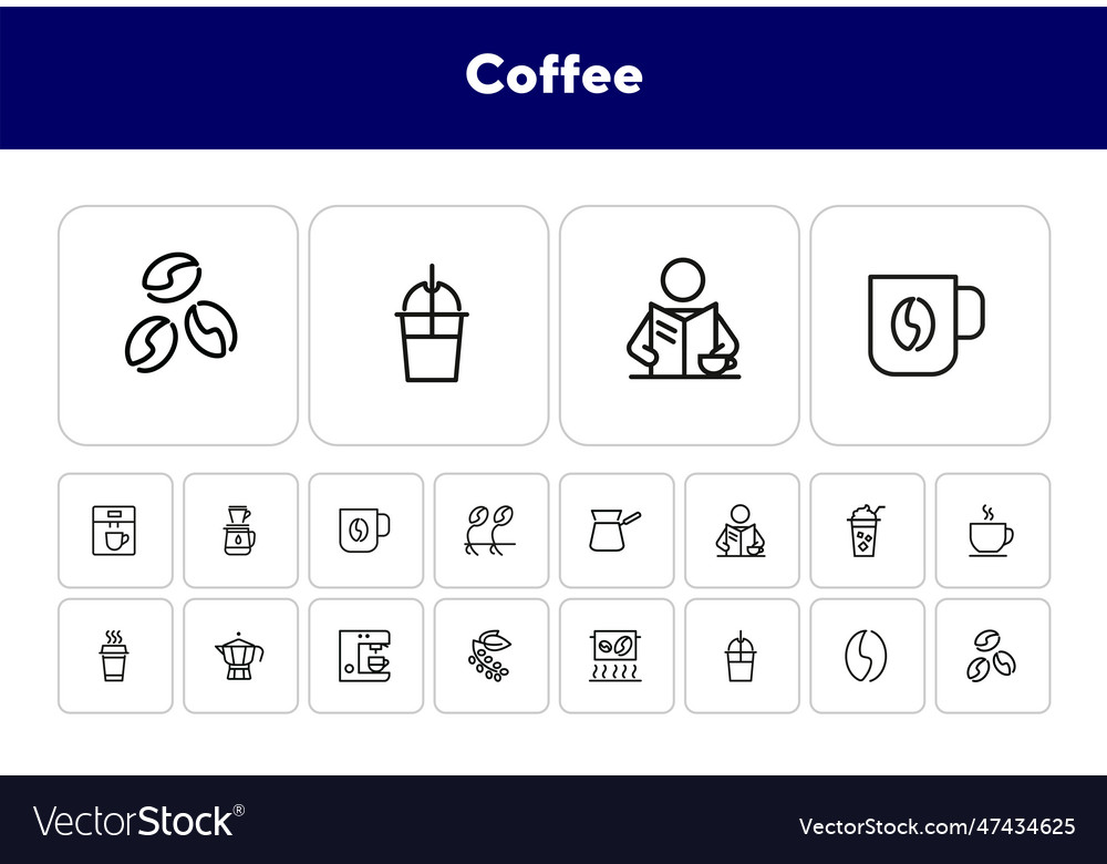 Coffee line icon set Royalty Free Vector Image