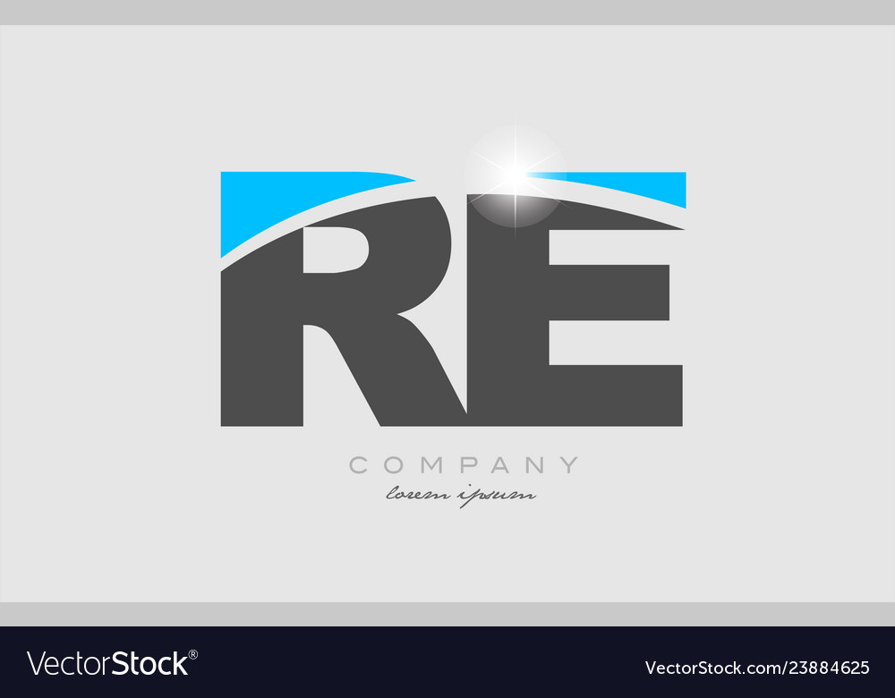 Combination letter re r e in grey blue color Vector Image