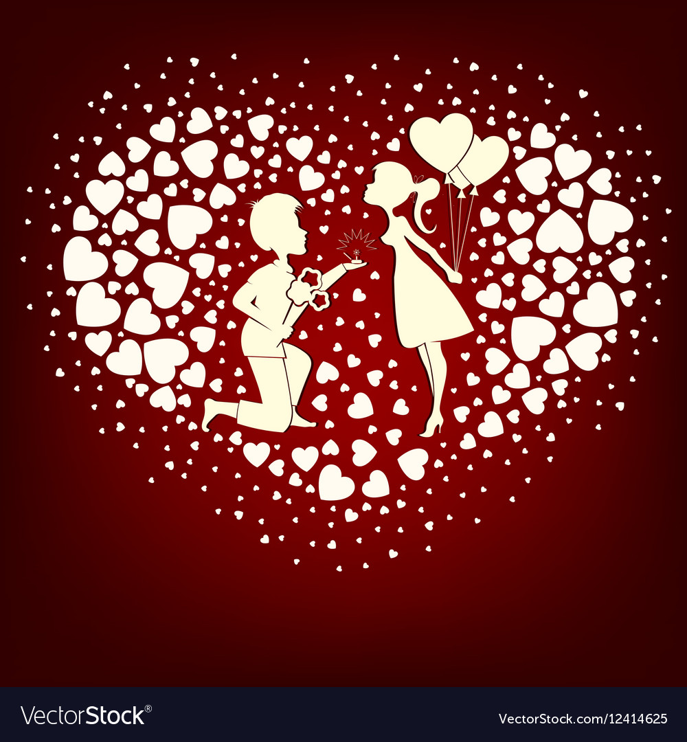 Design of a set hearts in love boy and girl Vector Image