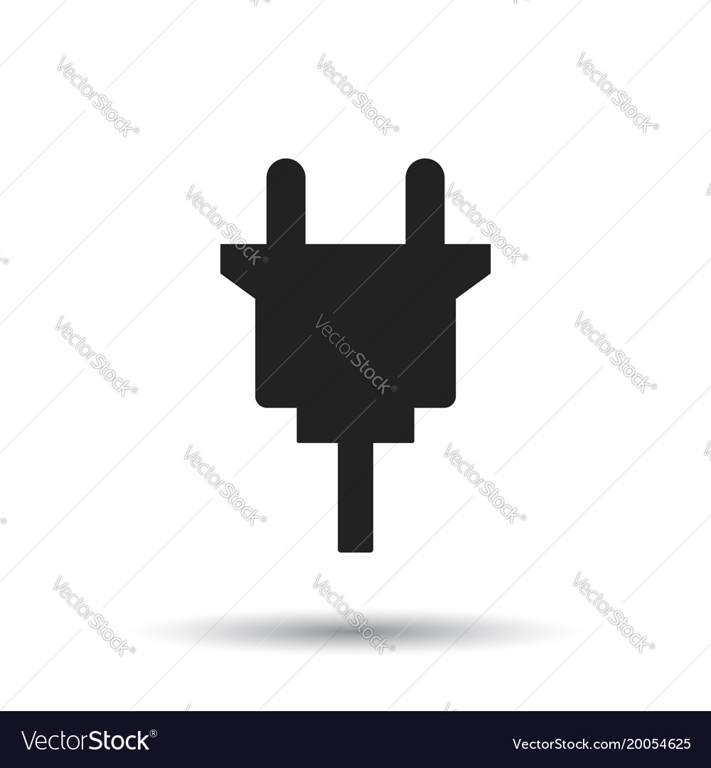 Electric plug icon power flat on white