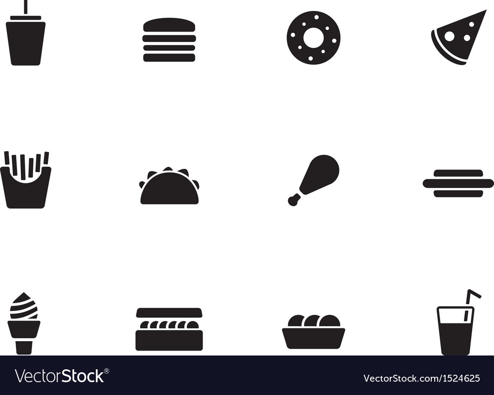 Fast Food Icons auf weißem Hintergrund