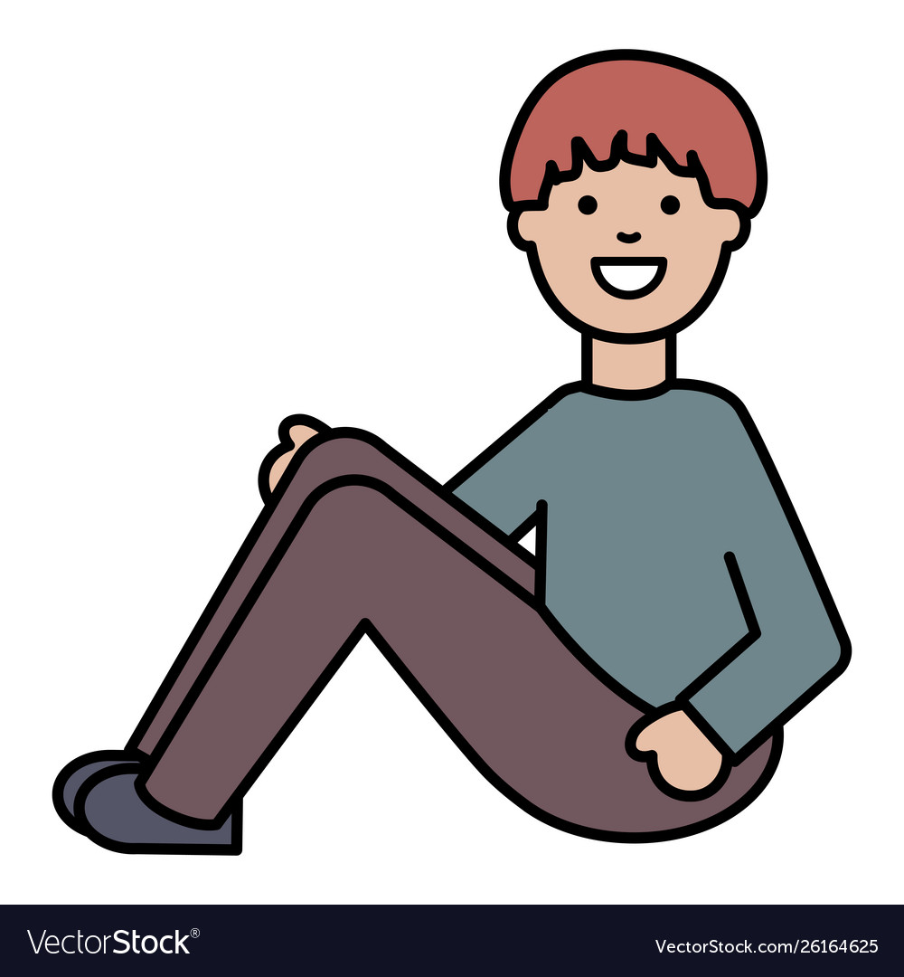 Happy young man seated character