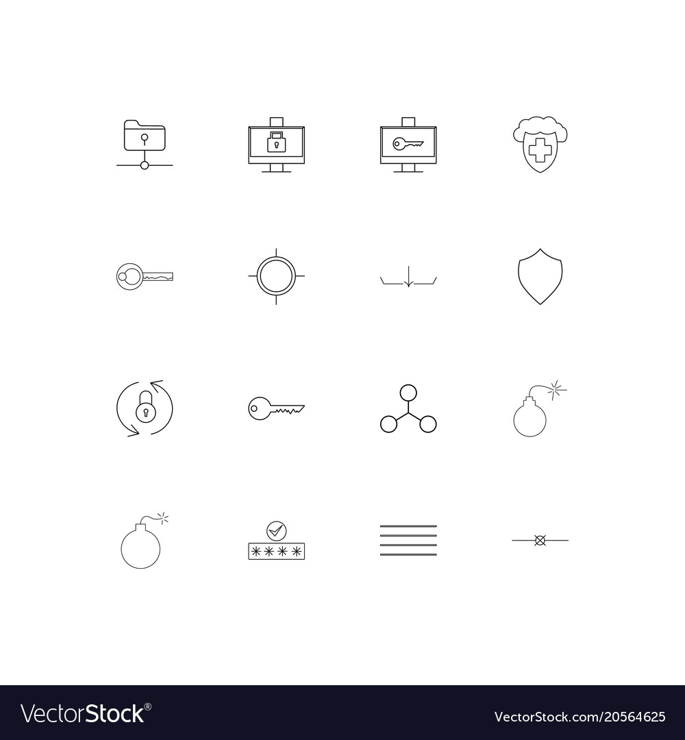 Internet security simple linear icons set