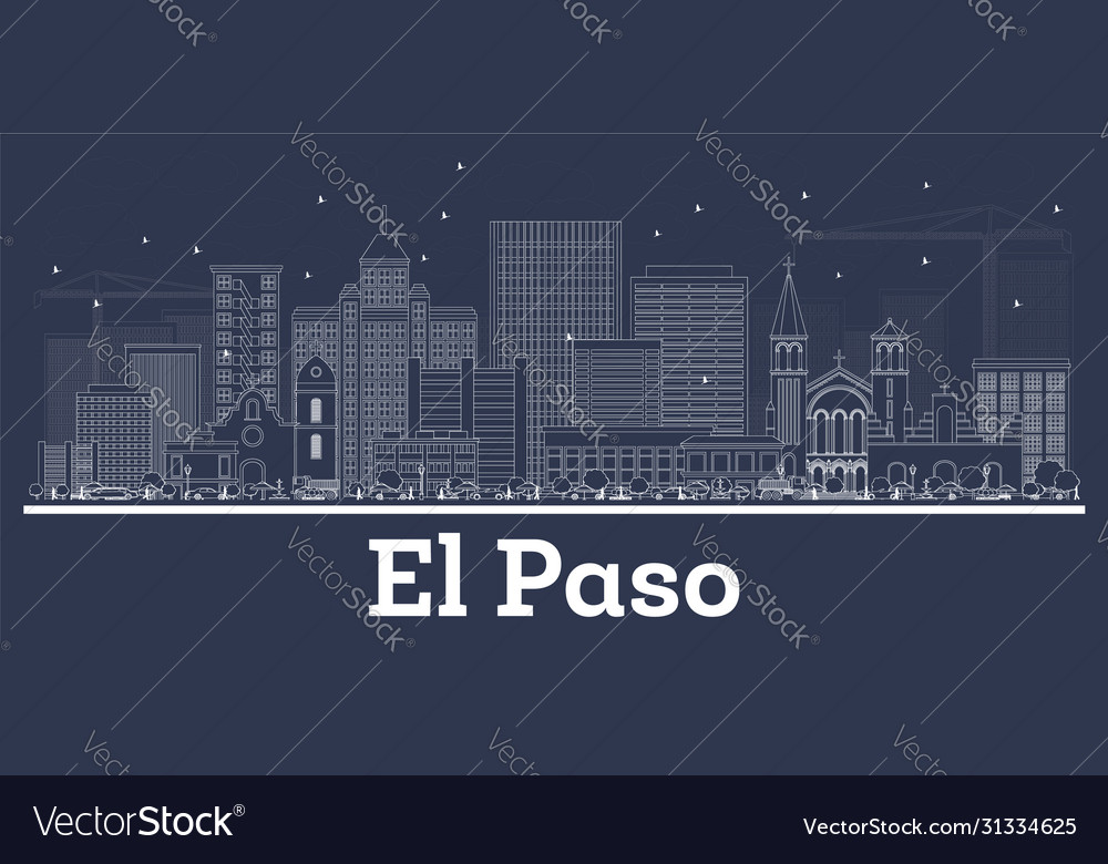 Outline el paso texas usa city skyline with white Vector Image