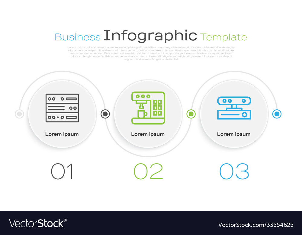 Set line server data web hosting coffee machine vector image Set line server data web hosting coffee machine