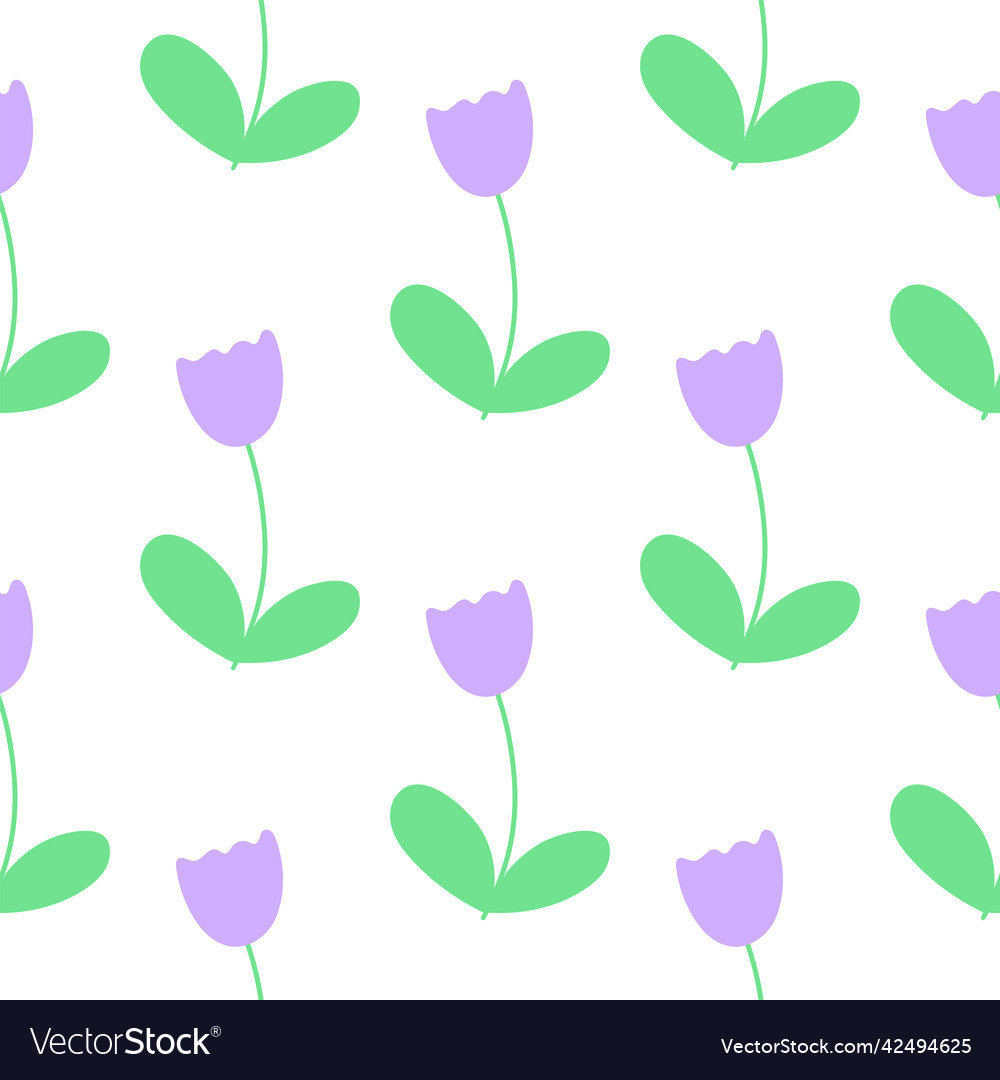 Simple seamless pattern with lovender tulips