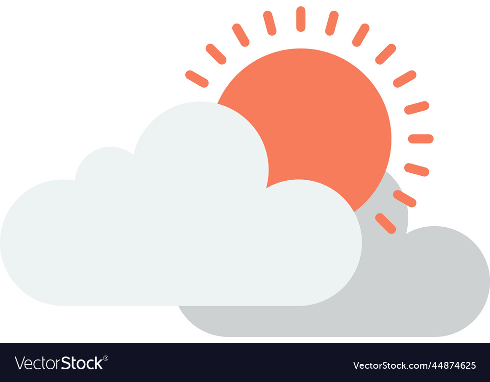 Sun and clouds in minimal style vector image Sun and clouds in minimal style
