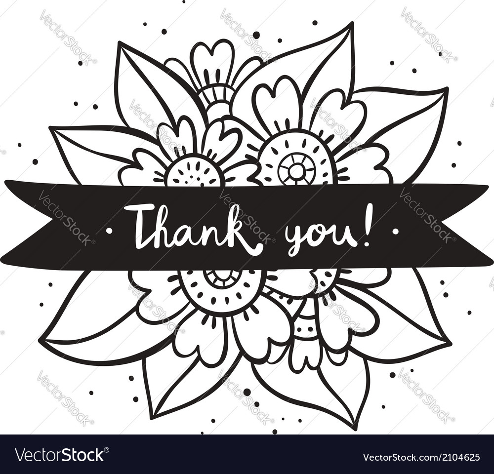 Thank you black flowers Royalty Free Vector Image