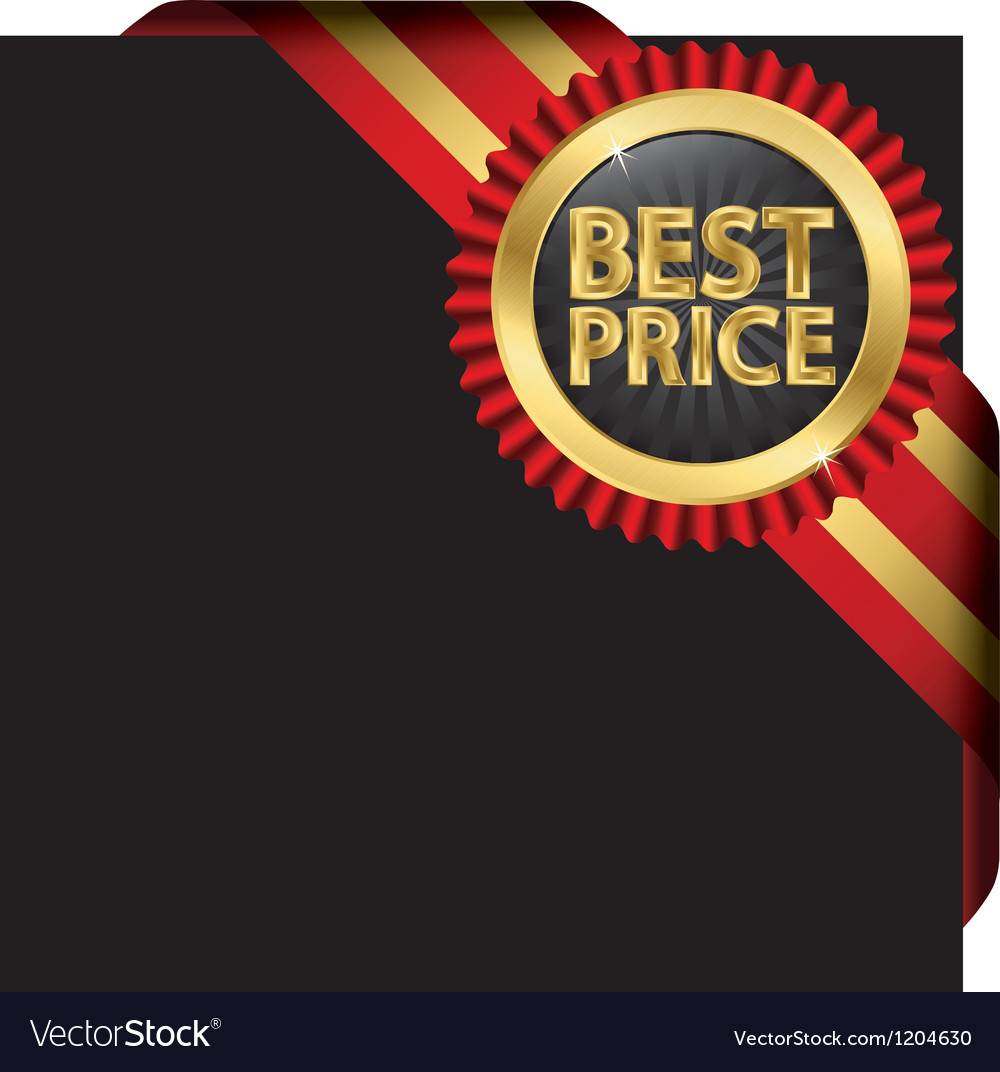Best price golden label with ribbons Royalty Free Vector