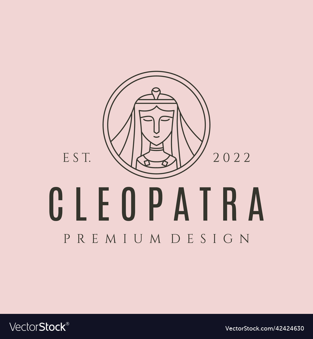 Cleopatra queen line art logo symbol design