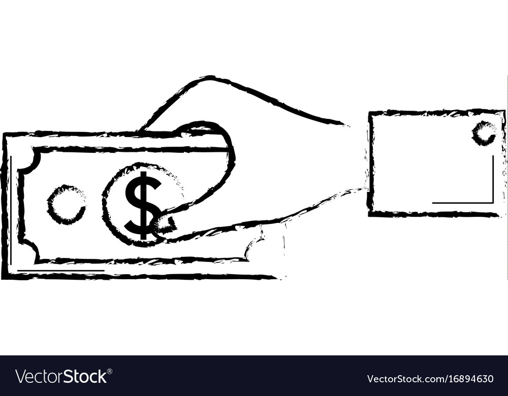 Figure businessman hand with bill cash money Vector Image