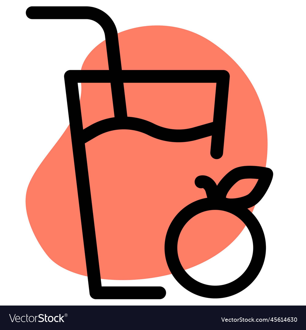 Glass of fresh orange juice with straw Royalty Free Vector