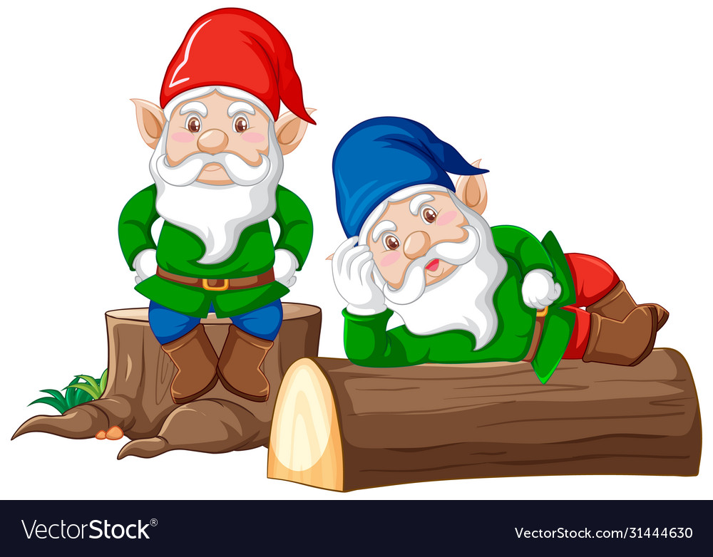 Gnomes and timbers cartoon style on white Vector Image