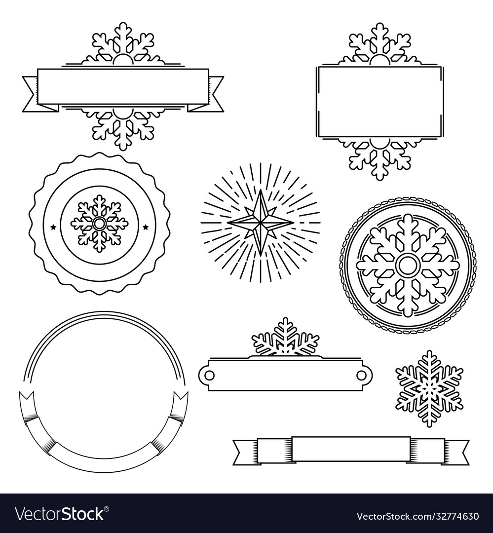 Holiday decorative frame in line art style