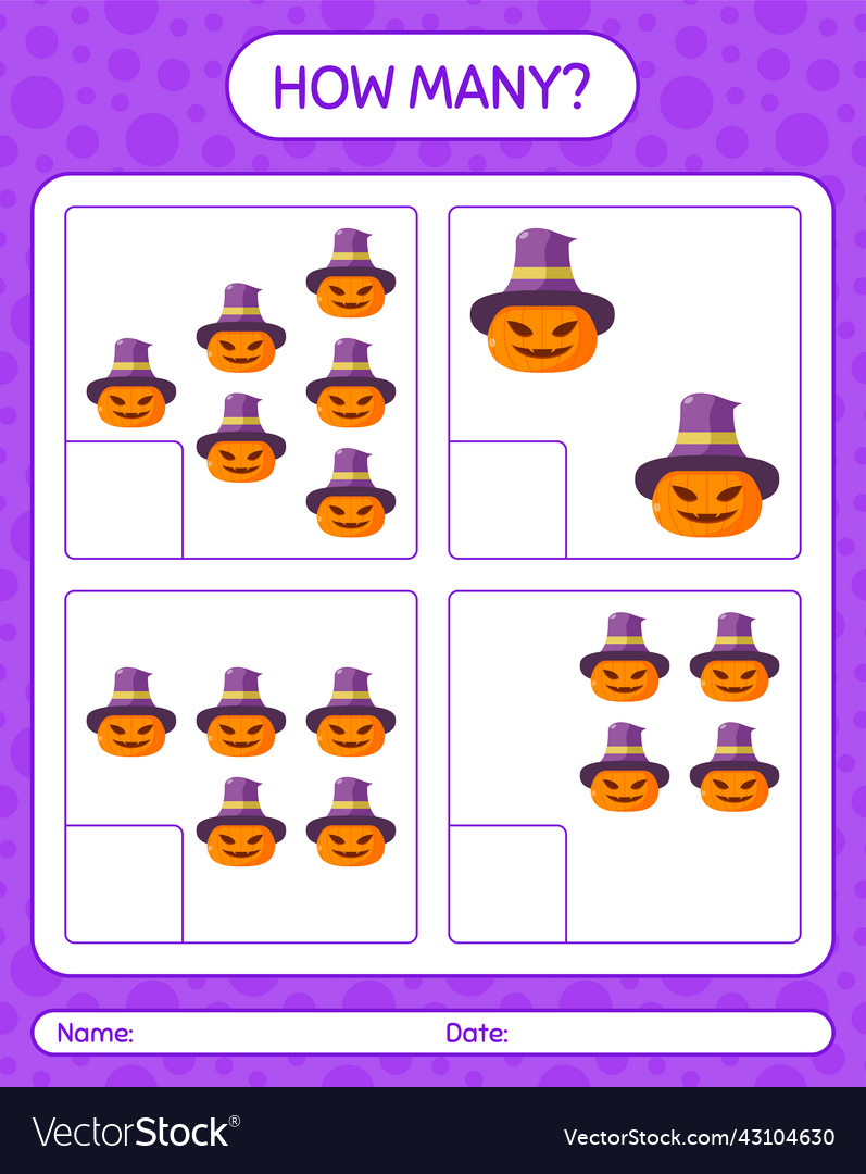 How many counting game with jack o lantern vector image How many counting game with jack o lantern