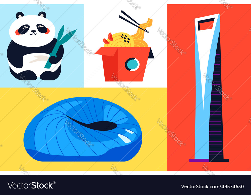 Modern china - set of flat design style Royalty Free Vector